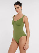 Seamless Diamond Neck Bust Support Waist Control Thong Bodysuit
