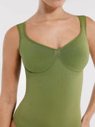 Seamless Diamond Neck Bust Support Waist Control Thong Bodysuit