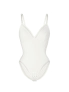 Sculpting Mesh Sheer Deep V-Neck Bodysuit: Flattering Control Undergarment Shapewear