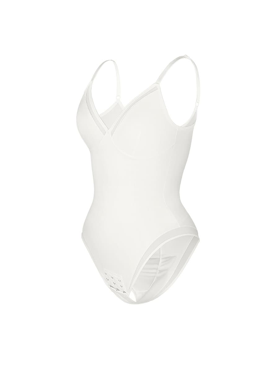 Sculpting Mesh Sheer Deep V-Neck Bodysuit: Flattering Control Undergarment Shapewear