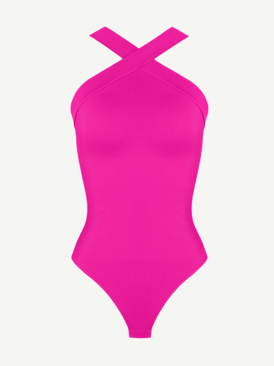 Seamless Crossover Halter Thong Bodysuit: Ultimate Comfort, Style, and Support