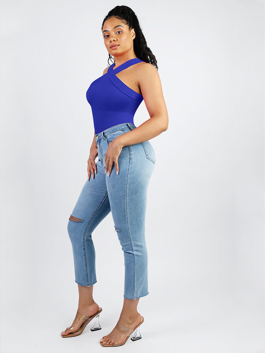 Seamless Crossover Halter Thong Bodysuit: Ultimate Comfort, Style, and Support