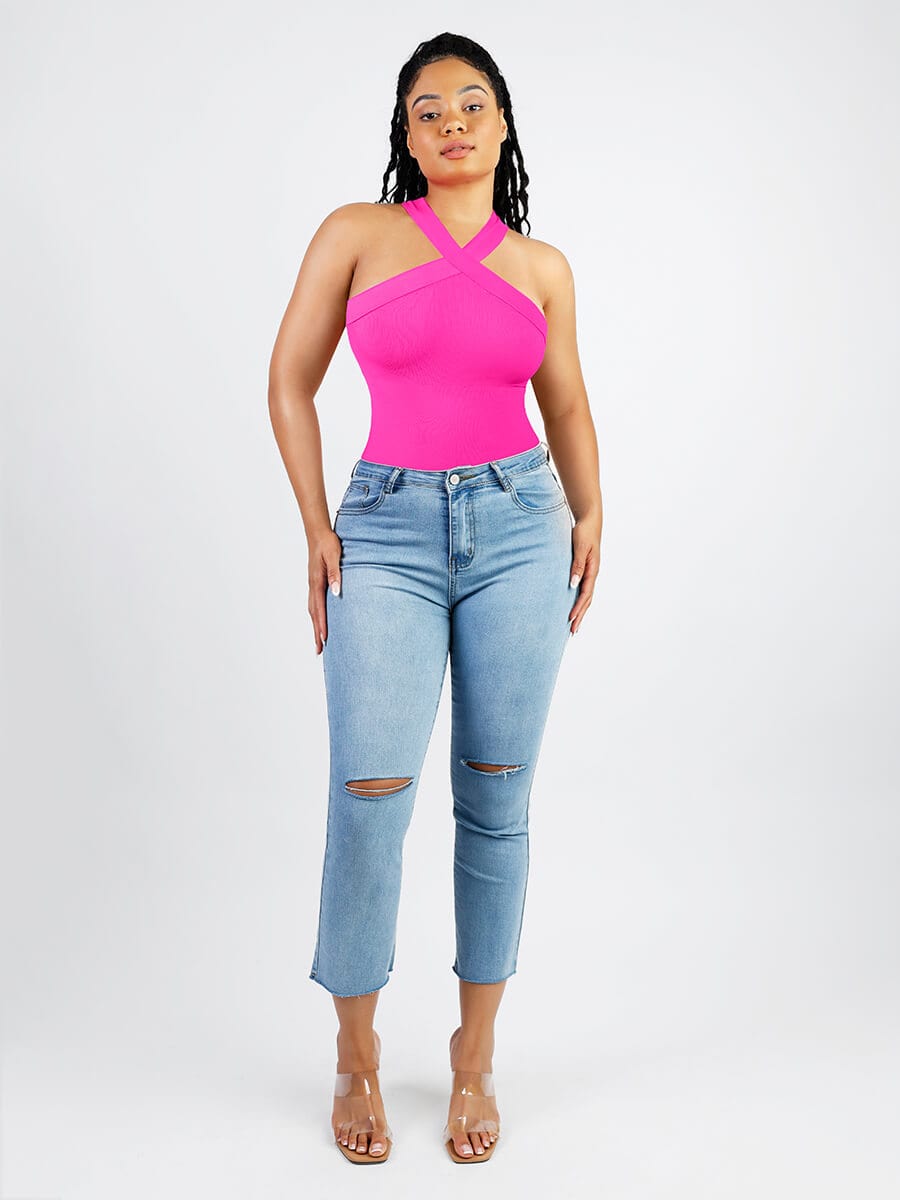Seamless Crossover Halter Thong Bodysuit: Ultimate Comfort, Style, and Support