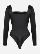 Retro Square Neck Tummy Control Bodysuit with Built-in Corset & Removable Pads